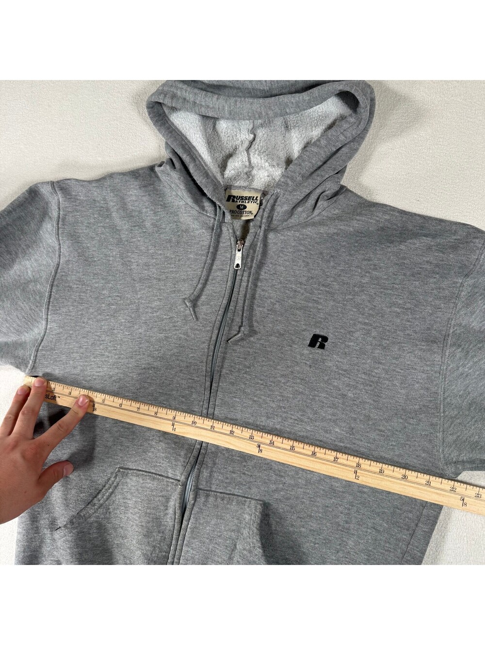 Y2K Russel Athletic Cotton Zip Up Croppy Hoodie Sz M - Picture 3 of 7